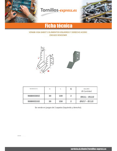 1 x Conjunto 2 colgador de vigueta izquierda...