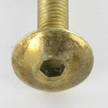 1 x Tornillo poelier cabeza redonda ancha M6X65 llave de 4 Acero latonado Freno rosca