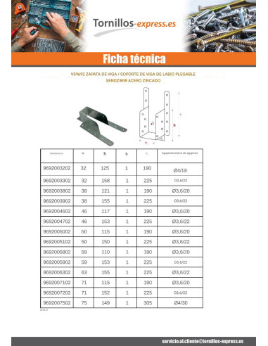 1 x Colgador de viga con ala plegable sendzimir...