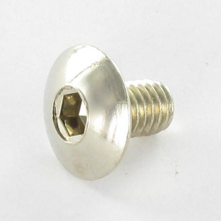 1 x Tornillo poelier cabeza redonda ancha M6X25 llave de 4 Acero niquelado