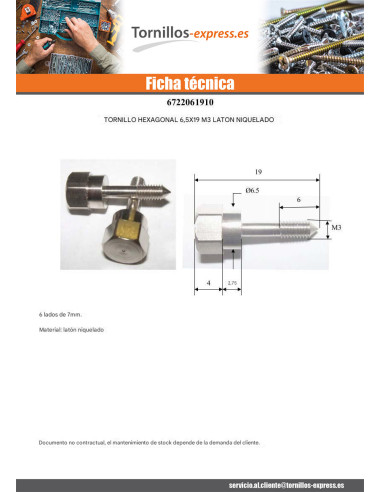 1 x Tornillo cabeza fresada/testa svasat Latón...