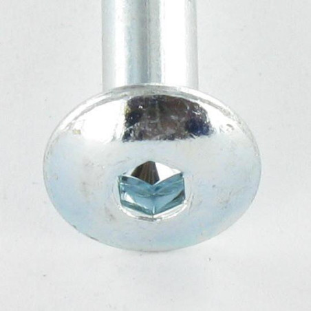 1 x Tornillo poelier cabeza redonda ancha llave de 4 M7X65 roscado en 12 paso de 100 Acero cincado blanco