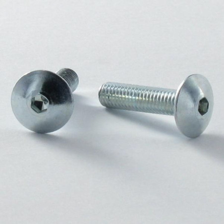 1 x Tornillo poelier cabeza redonda ancha M5X16 llave de 3 Acero cincado blanco