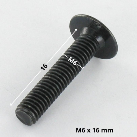1 x Tornillo poelier cabeza redonda ancha M6X16 llave de 4 Acero cincado negro