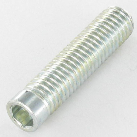 1 x Tornillo metales Acero cincado blanco sin cabeza M8X35 roscado en 30 punta plana llave de 5