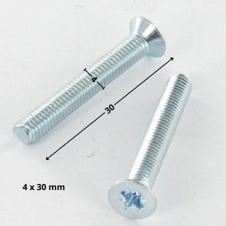1 x Tornillo metales cabeza fresada/testa svasat Pozi PZ4 M4X30 Acero cincado blanco