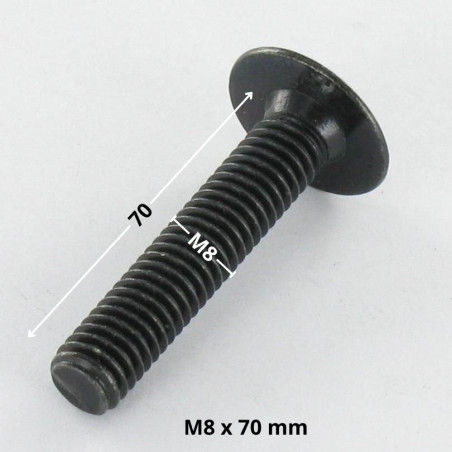 1 x Tornillo poelier cabeza redonda ancha M8X70 llave de 5 Acero cincado negro