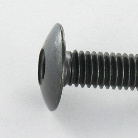 1 x Tornillo poelier cabeza redonda ancha M6X30 llave de 4 Acero cincado negro