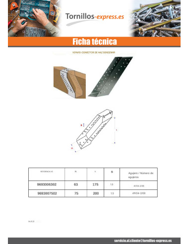 1 x Conector para vigas de madera 75X200