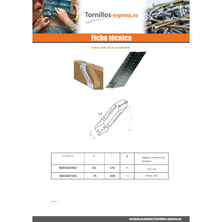 1 x Conector para vigas de madera 75X200