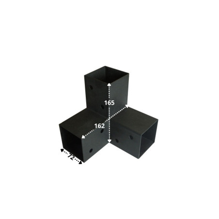 1 x Conector platina de ensamblaje EXPRESAR 3 Direcciones Acero cincado negro 72X165X162