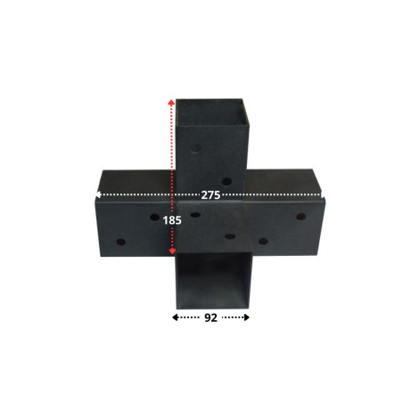 1 x Conector platina de ensamblaje EXPRESAR 4 Direcciones Acero cincado negro 92X185X275