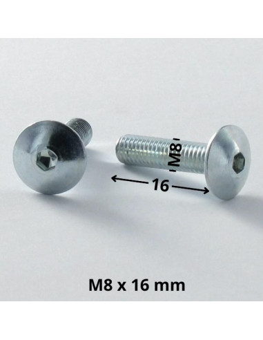 1 x Tornillo poelier cabeza redonda ancha M8X16...