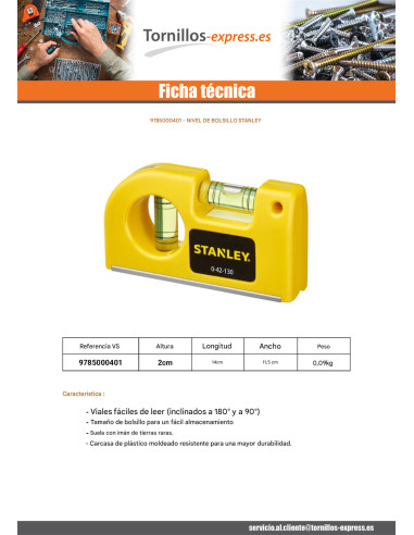 1 x Nivel de bolsillo STANLEY