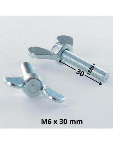 1 x Tornillo mariposa M6X30 Acero cincado blanco