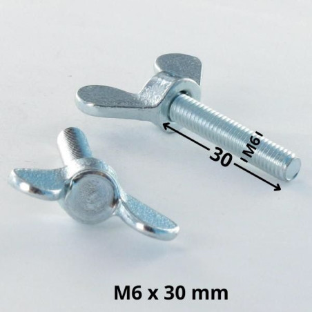 1 x Tornillo mariposa M6X30 Acero cincado blanco