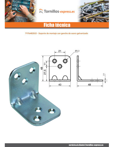 1 x Escuadra de fijación reforzada estampada...