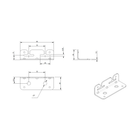 1 x Soporte de fijación con Gancho 660x200 Acero cincado blanco