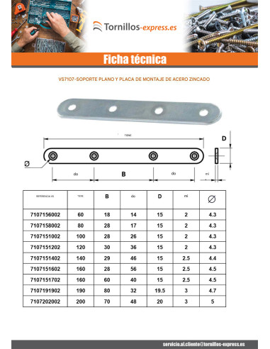 1 x Placa ASAMBLEA 15X120 Acero cincado blanco