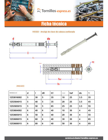 1 x Anclaje de martillo tornillo de cabeza...