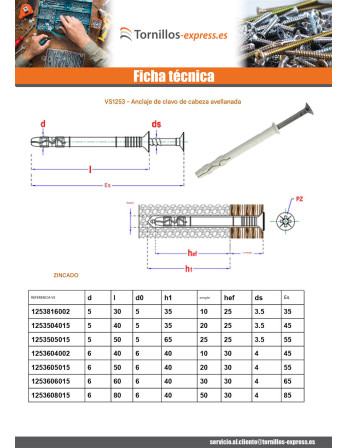 1 x Anclaje de martillo tornillo de cabeza...