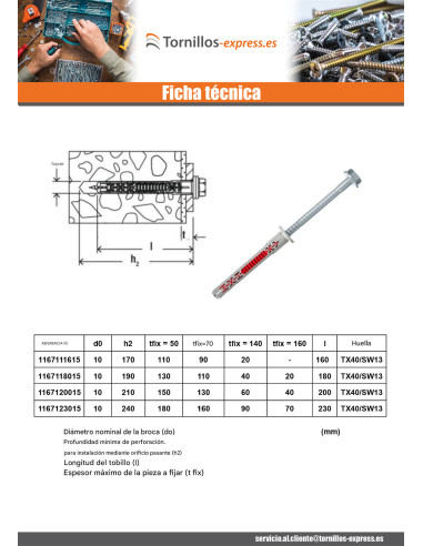 1 x Taco DUOXPANF cabeza hexagonal 10X140...