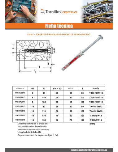 1 x Taco DUOXPANF cabeza hexagonal 8X100...