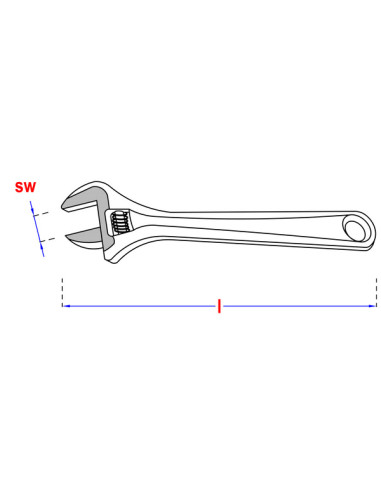 1 x Llave inglesa con escala graduada 200 mm