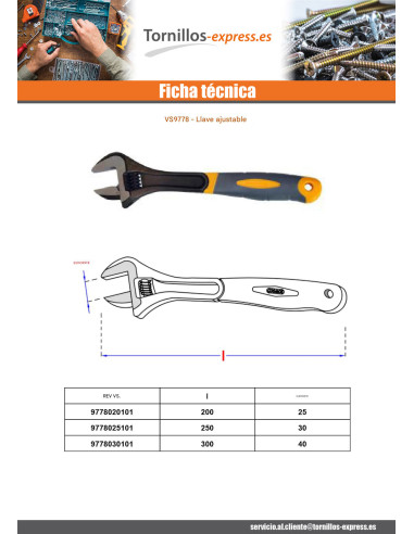 1 x Llave inglesa 300 mm