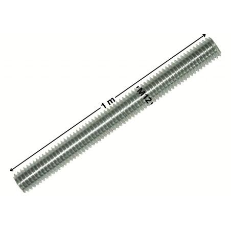 1 x Varilla roscada M12 longitud 1 metro Clase 8.8 Acero cincado blanco