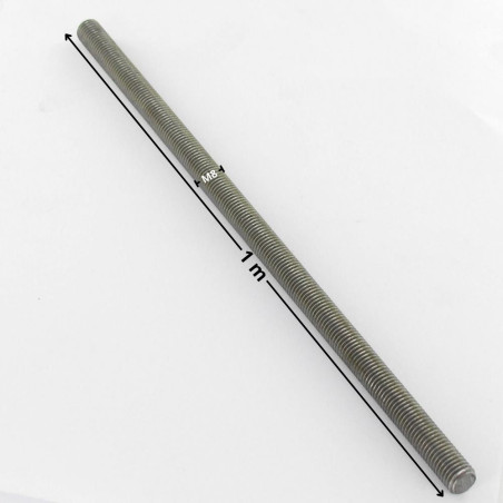 1 x Varilla roscada M8 longitud 1 metro Clase 4.8 Acero bruto