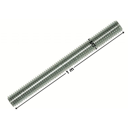 1 x Varilla roscada M7 paso de 100 longitud 1 metro Clase 4.8 Acero cincado blanco