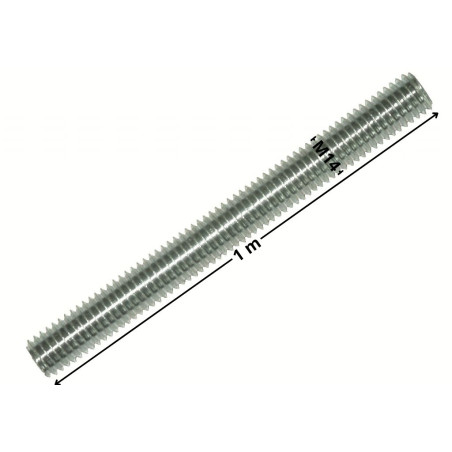 1 x Varilla roscada M14 longitud 1 metro Clase 4.8 Acero cincado blanco