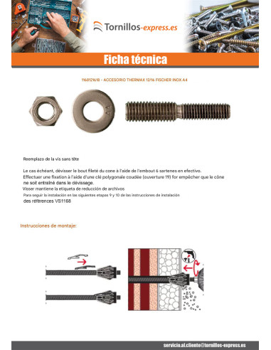 1 x Accesorio THERMAX Fischer 16/12 Inoxidable A4