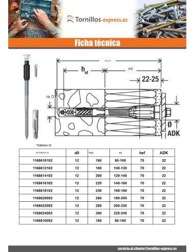 1 x Montaje a distancia THERMAX Fischer 10/180...