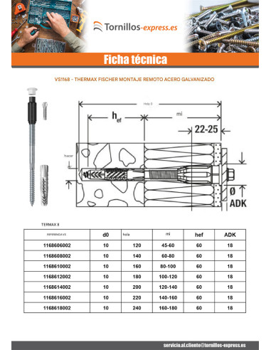 1 x Montaje a distancia THERMAX Fischer 10/120...
