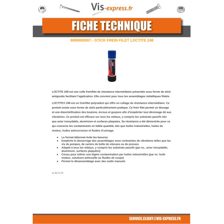 1 x Freno rosca resistencia intermedia LOCTITA 248