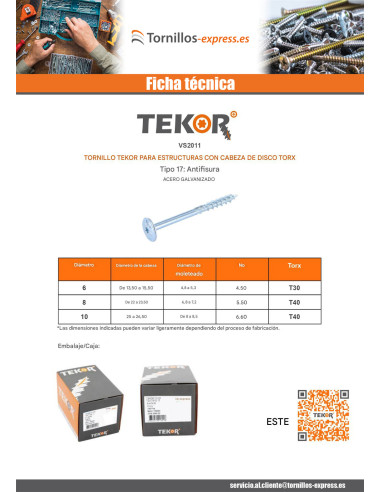 1 x Tornillos para madera TEKOR cabeza disco...