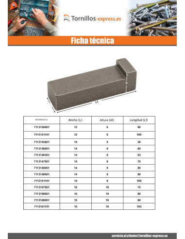1 x Chaveta con talón Acero bruto 14X9 longitud 63
