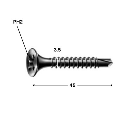 1 x Tornillo para placa de yeso Spax Phillips 2 3.5X45 Acero fosfatado GIX-D