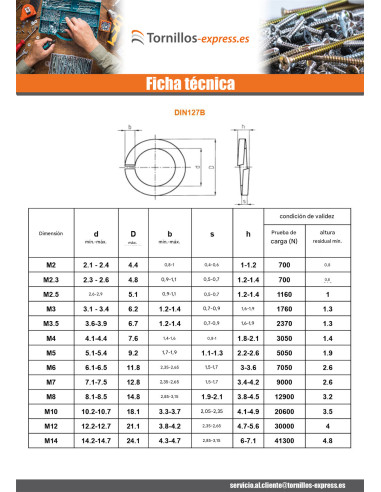 1 x Arandela Grover Inoxidable A4 para...