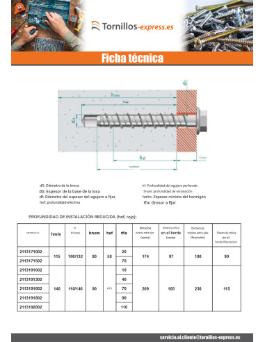1 x Tornillo hormigón cabeza hexagonal resalto...