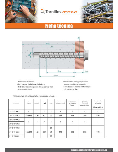 1 x Tornillo hormigón cabeza hexagonal resalto...