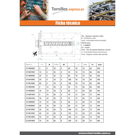 1 x Tornillo hormigón cabeza hexagonal resalto reborde TORX T15 10X160 Acero cincado blanco