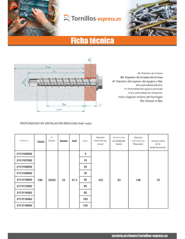 1 x Tornillo hormigón cabeza hexagonal resalto...
