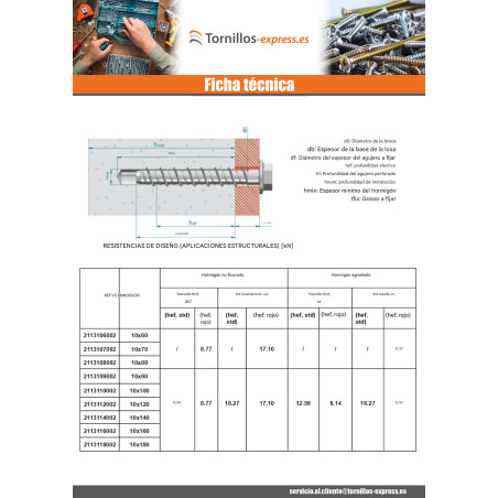1 x Tornillo hormigón cabeza hexagonal resalto reborde TORX T15 10X80 Acero cincado blanco