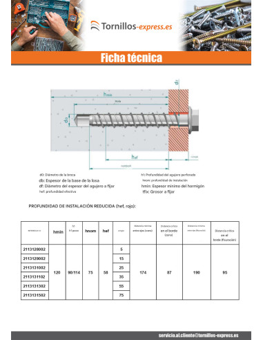 1 x Tornillo hormigón cabeza hexagonal resalto...