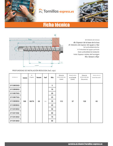 1 x Tornillo hormigón cabeza hexagonal resalto...