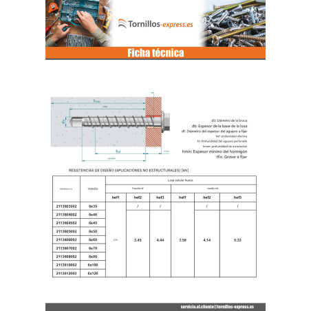 1 x Tornillo hormigón cabeza hexagonal resalto reborde TORX T10 6X45 Acero cincado blanco