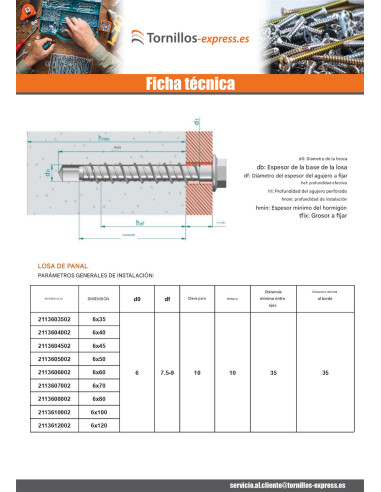 1 x Tornillo hormigón cabeza hexagonal resalto...